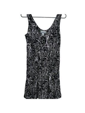 Portocruz Womens Black & White Leaf Print Sleeveless Dress Size L Polyester/Span
